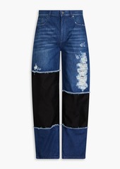 JW Anderson - Distressed two-tone denim jeans - Blue - 30