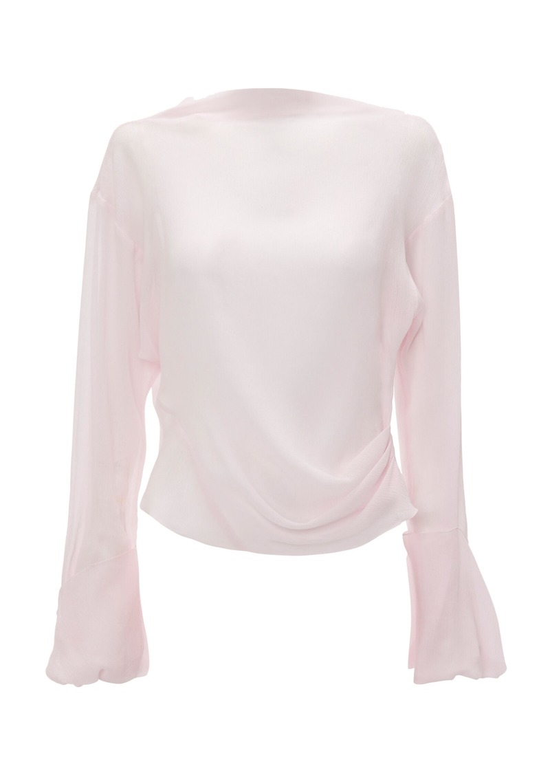 JW Anderson - Draped Sheer-Crepe Top - Pink - UK 6 - Moda Operandi