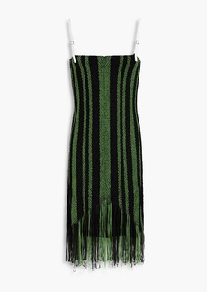 JW Anderson - Fringed striped knitted mini dress - Green - XS