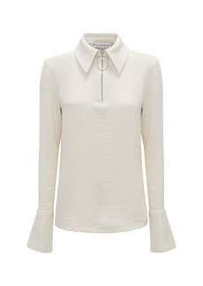 JW Anderson - Half-Zipped Crepe Henley Top - Ivory - UK 14 - Moda Operandi