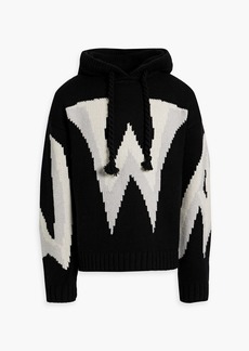 JW Anderson - Intarsia wool hoodie - Black - XS