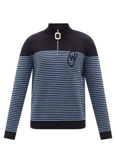 JW Anderson - Logo-embroidered Ribbed-merino Sweater - Mens - Blue