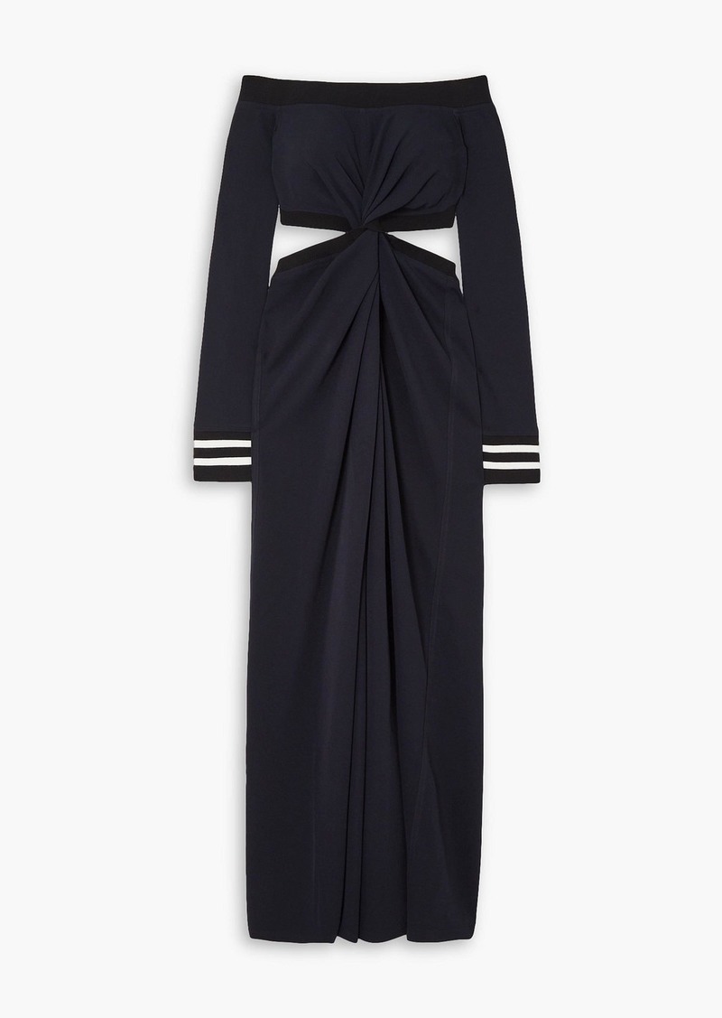 JW Anderson - Off-the-shoulder cutout twisted jersey maxi dress - Blue - XS