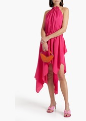 JW Anderson - Open-back asymmetric taffeta halterneck midi dress - Pink - UK 10