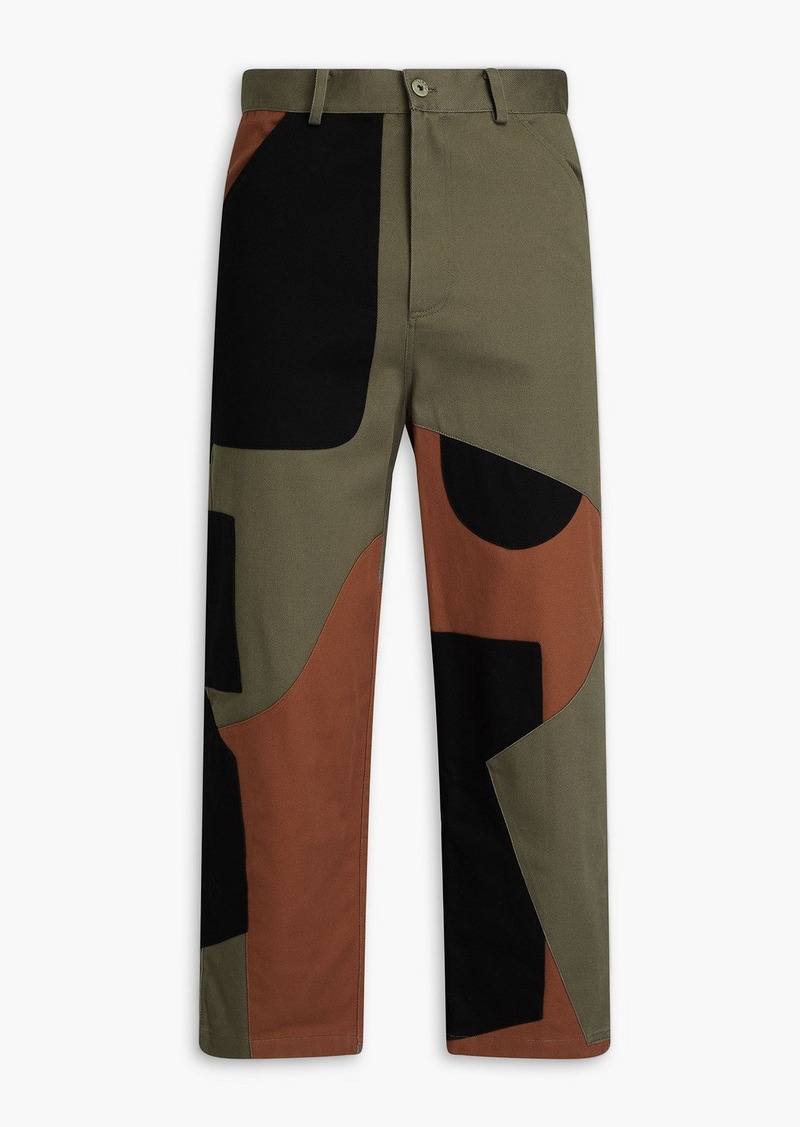JW Anderson - Patchwork-effect cotton-drill pants - Green - IT 48