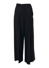 JW Anderson - Pleated Wool-Blend Wide-Leg Pants - Navy - UK 6 - Moda Operandi