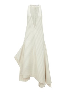 JW Anderson - Plunged Asymmetric Wool-Blend Midi Dress - Ivory - UK 6 - Moda Operandi