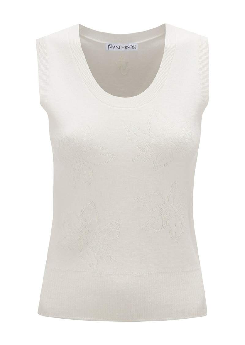 JW Anderson - Pointelle-Knit Cotton-Blend Tank Top - White - L - Moda Operandi