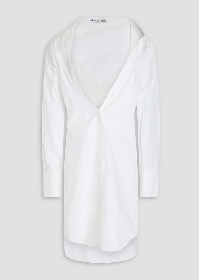 JW Anderson - Ruched cotton-poplin shirt dress - White - UK 8