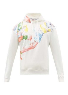 JW Anderson - Rugby-print Cotton-jersey Hooded Sweatshirt - Mens - White Multi