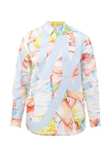 JW Anderson - Rugby-print Cotton-oxford Shirt - Mens - Blue Multi