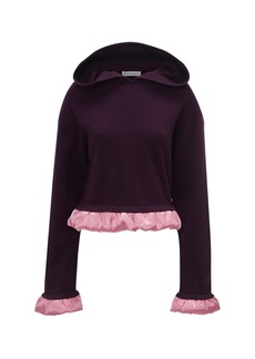 JW Anderson - Satin-Trimmed Wool Hoodie - Purple - L - Moda Operandi