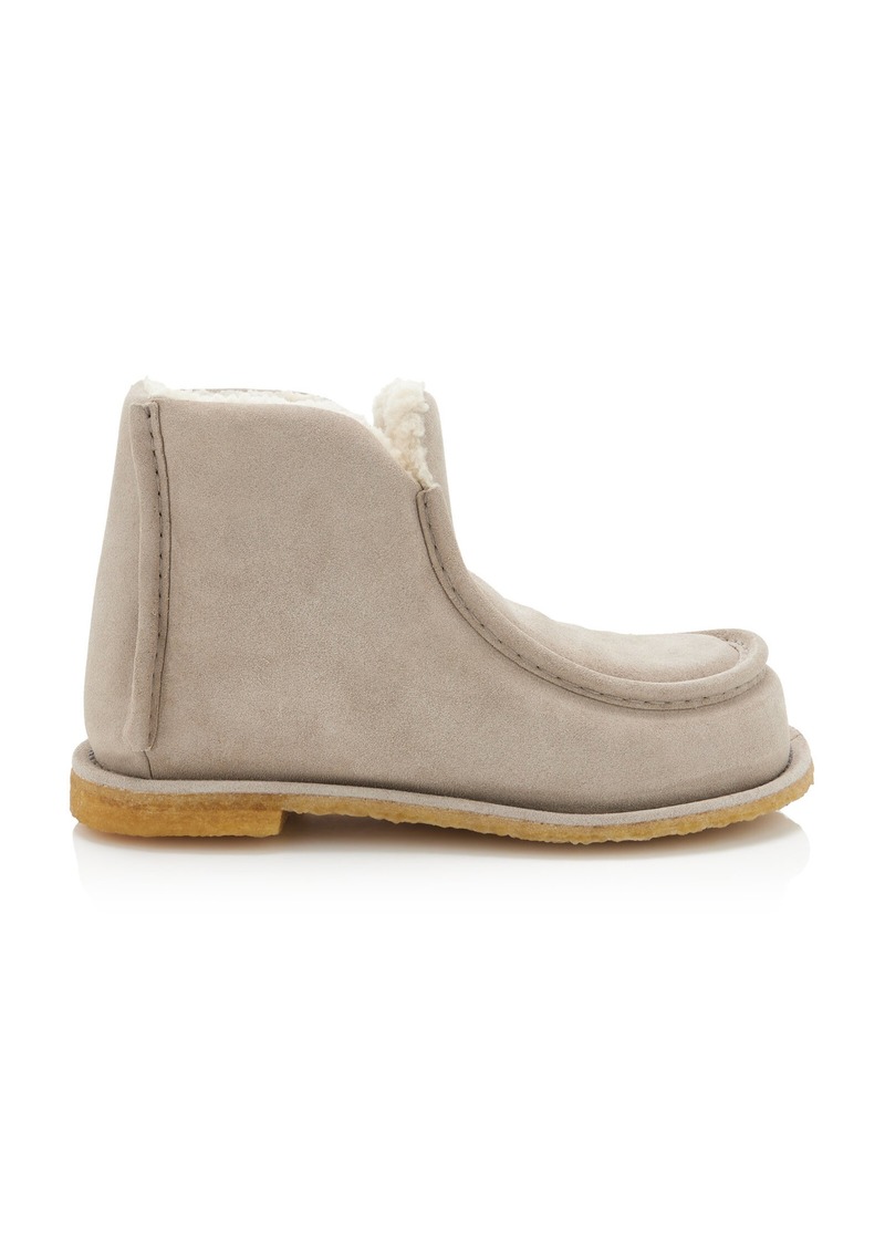 JW Anderson - Shearling-Trimmed Suede Ankle Boots - Grey - IT 36 - Moda Operandi