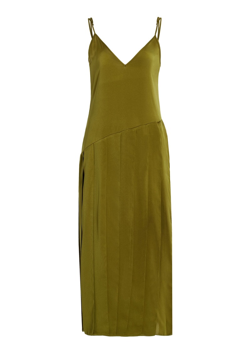 JW Anderson - Spliced Ribbon Crepe Midi Dress - Green - UK 12 - Moda Operandi