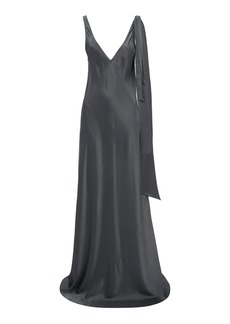 JW Anderson - Tie-Detailed Silk Gown - Grey - UK 8 - Moda Operandi