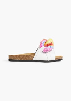 JW Anderson - Tie-dyed chain-embellished leather slides - White - EU 35