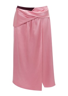 JW Anderson - Twisted Satin Midi Skirt - Pink - UK 10 - Moda Operandi