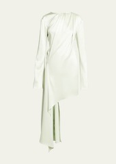 JW Anderson Asymmetric Satin Dress with Draped Panel