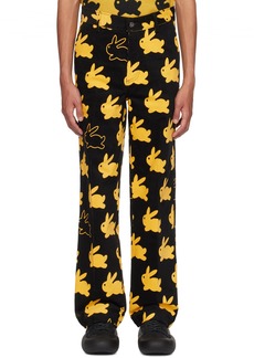 JW Anderson Black & Yellow 'All Over Bunny' Trousers
