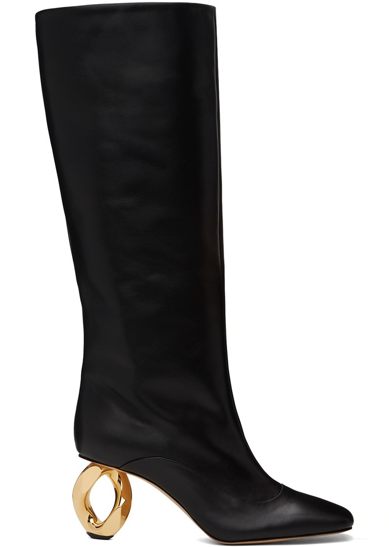 JW Anderson Black Chain Heel Tall Boots