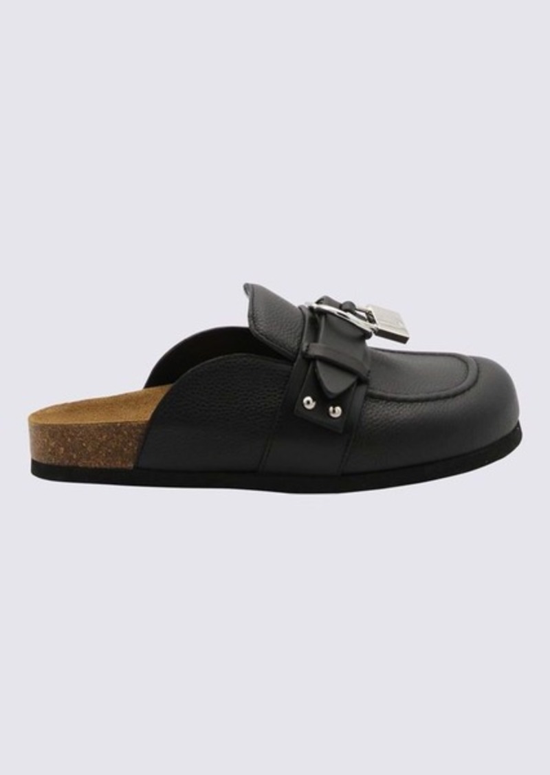 JW Anderson J.W. ANDERSON BLACK LEATHER GOURMET CHAIN FLATS