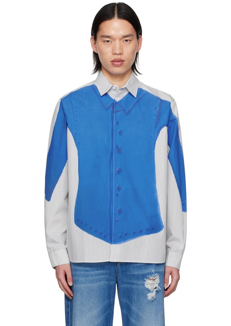 JW Anderson Blue & Gray Printed Shirt