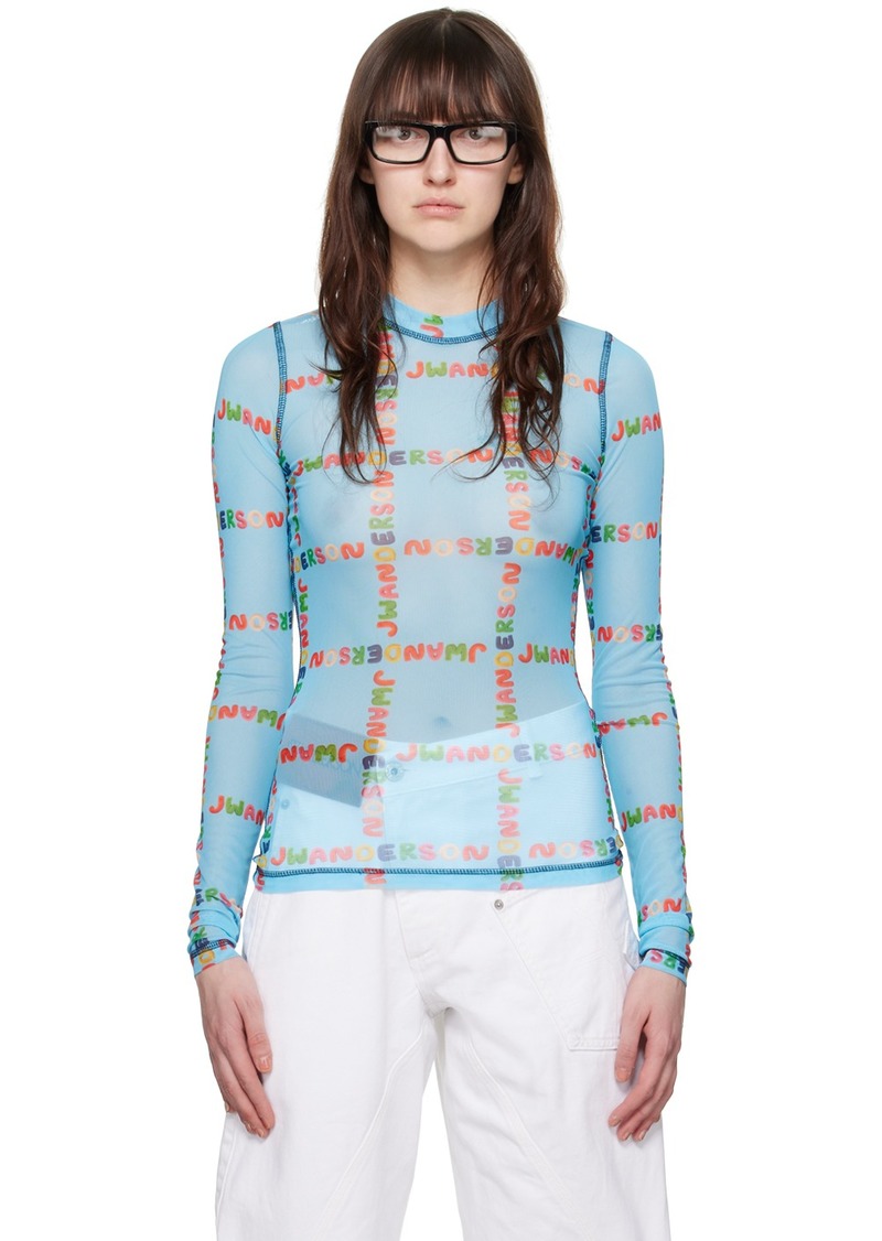 JW Anderson Blue Semi-Sheer Long Sleeve T-Shirt