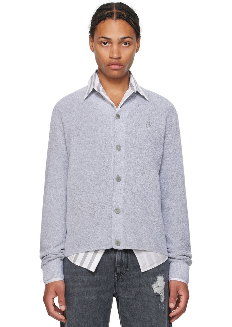 JW Anderson Gray Embroidered-Logo Cardigan