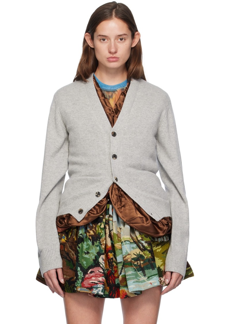 JW Anderson Gray Satin Lined Cardigan