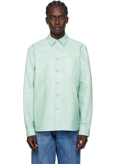 JW Anderson Green Spread Collar Leather Jacket