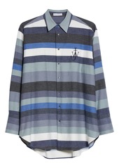 JW Anderson Logo Stripe Oversize Flannel Shirt
