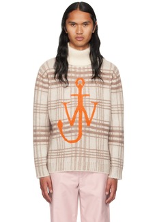 JW Anderson Off-White & Brown Check Turtleneck