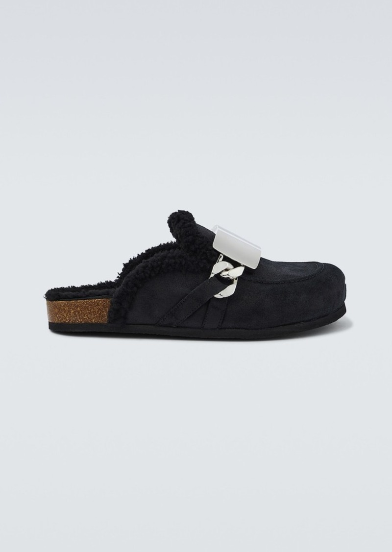 JW Anderson Plaque chain suede mules