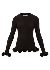 JW Anderson Pompom-embellished ribbed-wool sweater