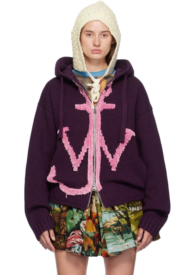 JW Anderson Purple Anchor Logo Hoodie