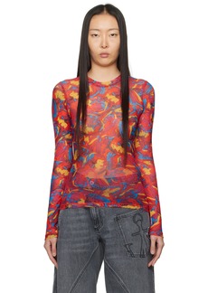 JW Anderson Red Printed Long Sleeve T-Shirt