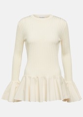 JW Anderson Ruffled ribbed-knit wool sweater