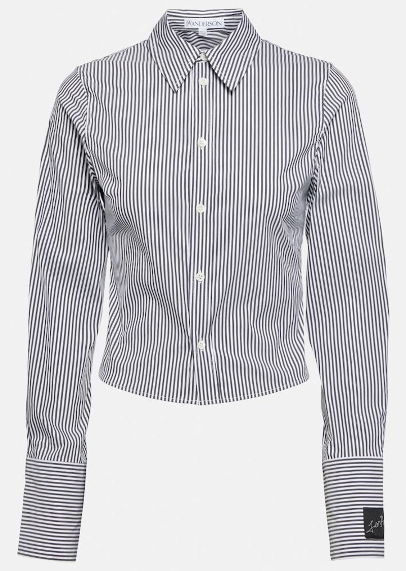 JW Anderson Striped cotton-blend cropped shirt