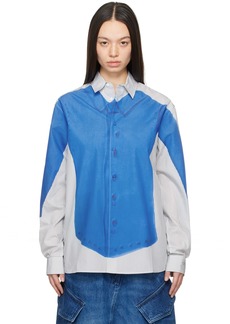 JW Anderson White & Blue Trompe L'ail Shirt