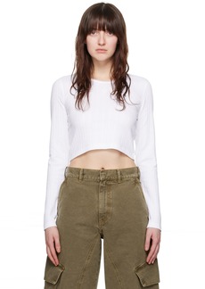 JW Anderson White Cropped Long Sleeve T-Shirt