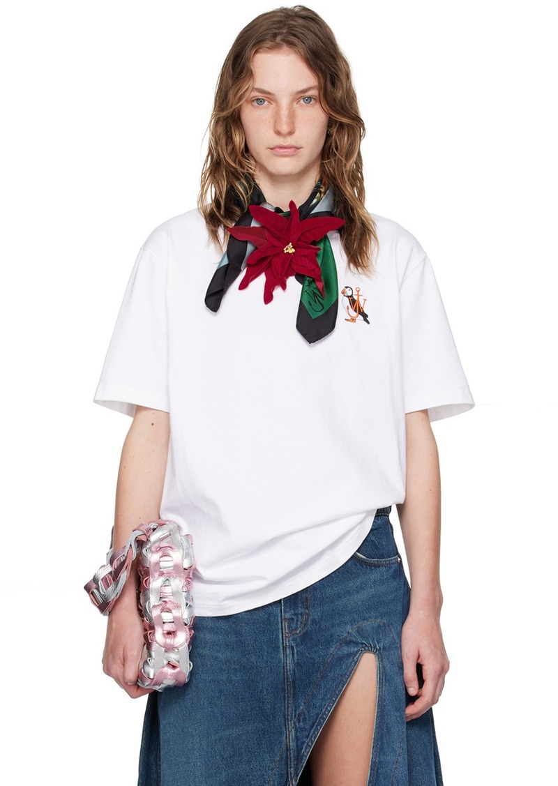 JW Anderson White Puffin Embroidered T-Shirt