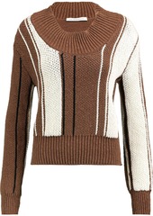 Jw Anderson Woman Striped Cotton-blend Sweater Brown