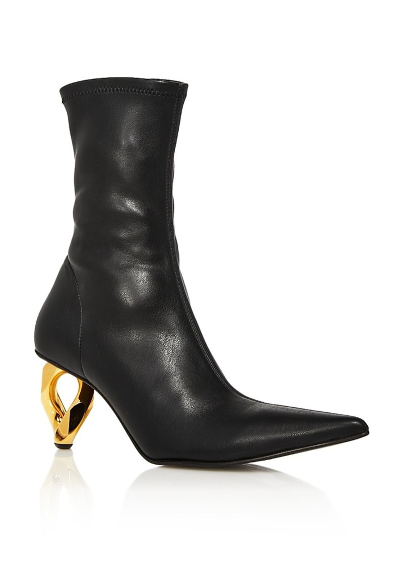 Jw Anderson Women's Pointed Toe Chain Heel Boots