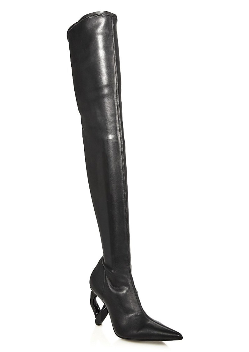 Jw Anderson Women's Pointed Toe Chain Heel Over The Knee Boots