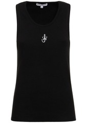 JW Anderson Logo Embroidered Ribbed Jersey Top