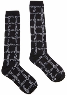 JW Anderson logo grid-print socks