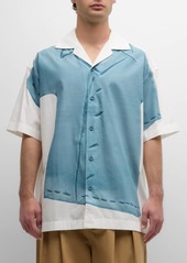 JW Anderson Men's Clay Trompe L'oeil Camp Shirt