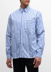 JW Anderson Men's Patchwork Stripe Sport Shirt