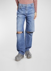 JW Anderson Mid-Rise Cutout-Knee Bootcut-Leg Jeans