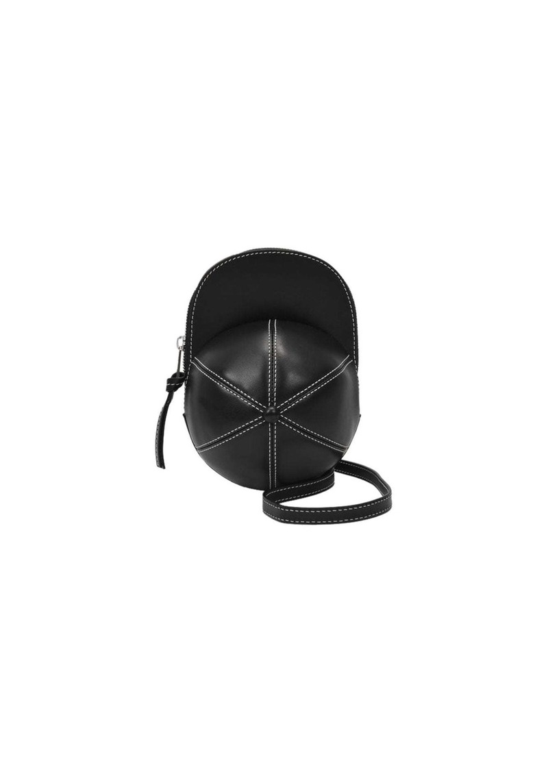 JW Anderson Midi Cap Bag in Black Grained Leather